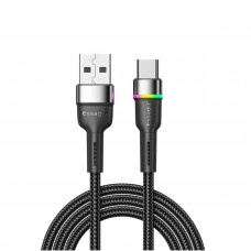 Кабель Essager Colorful LED USB Cable Fast Charging 3A USB-A to Type C 2m чорний (EXCT-XCDA01)