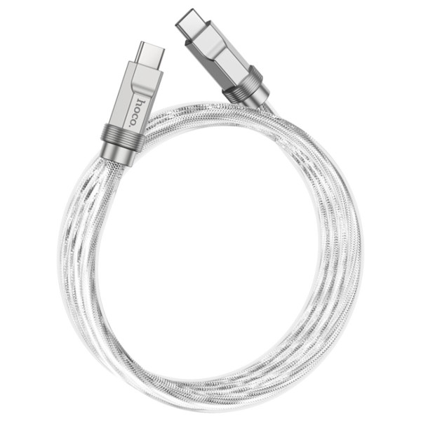 Кабель HOCO U113 Solid 100W silicone charging data cable Type-C to Type-C Silver