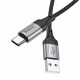 Кабель HOCO X102 USB to Type-C 3A, 1m, nylon, aluminum connectors, Black (6942007608770)