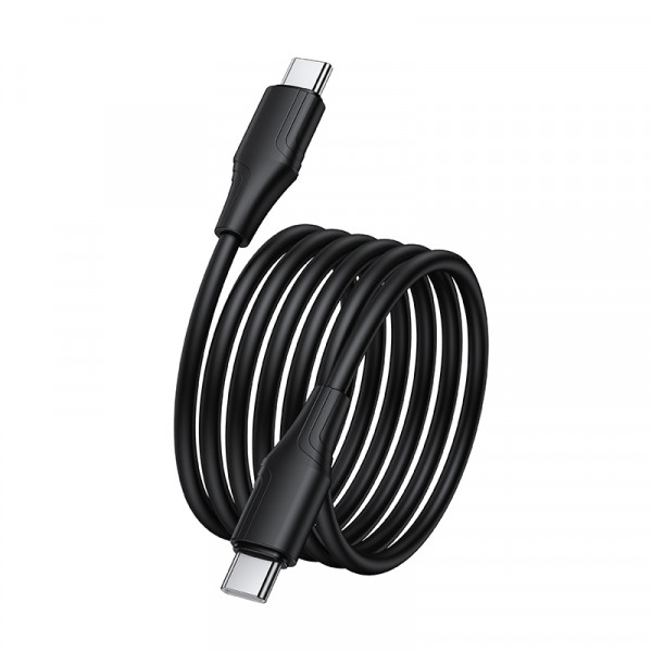 Кабель HOCO X124 Bien 60W silicone charging data cable C to C Black (6942007664448)