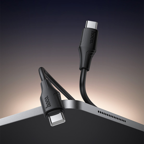 Кабель HOCO X124 Bien 60W silicone charging data cable C to C Black (6942007664448)