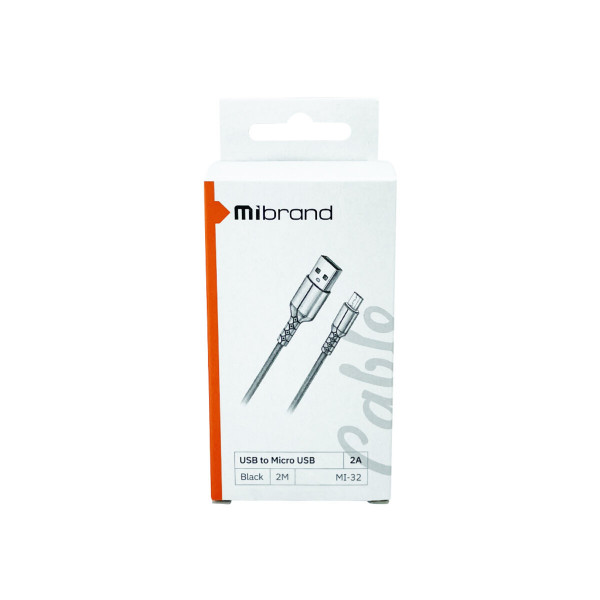 Кабель Mibrand MI-32 Nylon Charging Line USB for Micro 2A 2m Black