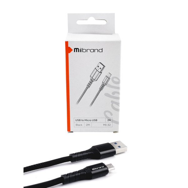 Кабель Mibrand MI-32 Nylon Charging Line USB for Micro 2A 2m Black
