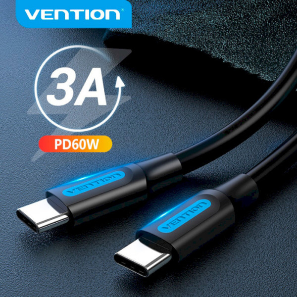 Кабель Vention USB 2.0 C Male to Male Cable 1M Black PVC Type (COSBF)