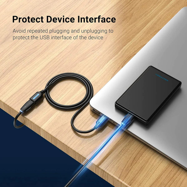Кабель Vention USB 3.0 A Male to A Female Extension Cable 2M чорний PVC Type (CBHBH)