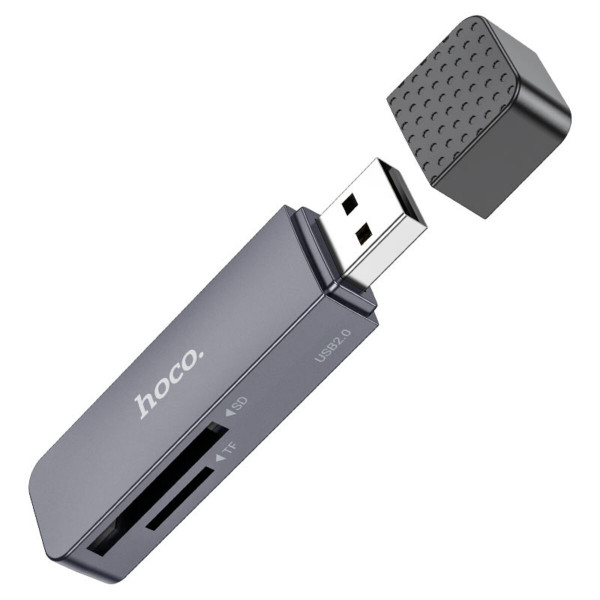 Кардрідер HOCO HB45 Spirit 2-in-1 USB 2.0 card reader Metal Gray