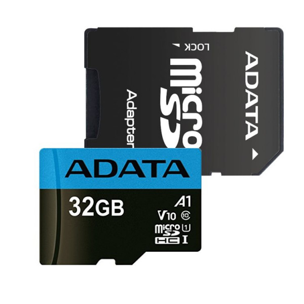 Карта пам'яті microSDHC (UHS-1) A-DATA Premier 32Gb Class 10 A1 (R-100Mb/s) (adapter SD) (AUSDH32GUICL10A1-RA1)