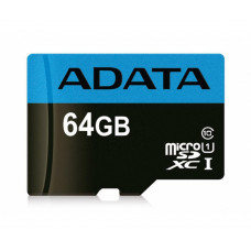 Карта пам'яті microSDXC (UHS-1) A-DATA Premier 64Gb Class 10 A1 (R-100Mb/s) (adapter SD)