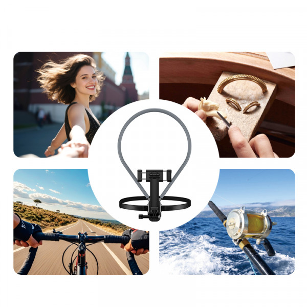 Кріплення для телефона на шию HOCO K30 Campo neck-hanging holder Black Gray (6942007664639)