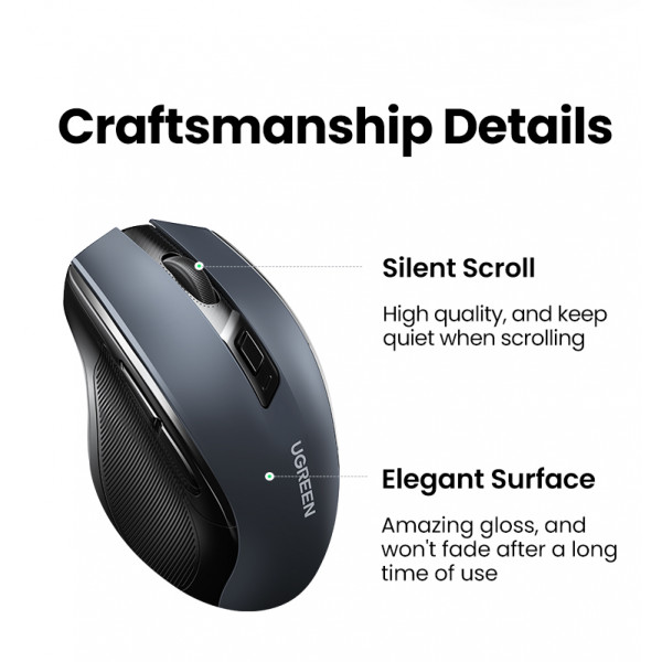 Маніпулятор миша бездротова UGREEN MU006 Ergonomic Wireless Mouse Black (UGR-90855)