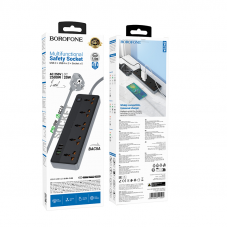 Мережевий подовжувач BOROFONE BAC5A Lord 5 position socket(PD20W/1C3A)(EU) Чорний