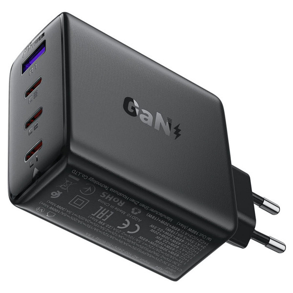 Мережевий зарядний пристрій ACEFAST A94 PD100W GaN (3*USB-C+USB-A) charger Black