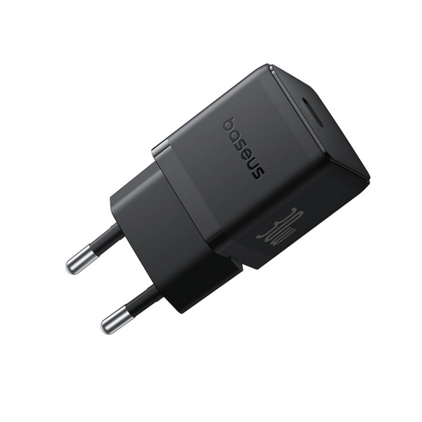 Мережевий зарядний пристрій Baseus Palm Fast Charger 1C 30W EU Cluster Black(With: Baseus Mini White Cable Type-C to Type-C 60W(20V/3A) 1m Cluster Bla