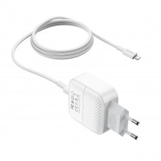 Мережевий зарядний пристрій BOROFONE BA46A Premium PD + QC3.0 (Type-C to Lightning) 18W Білий