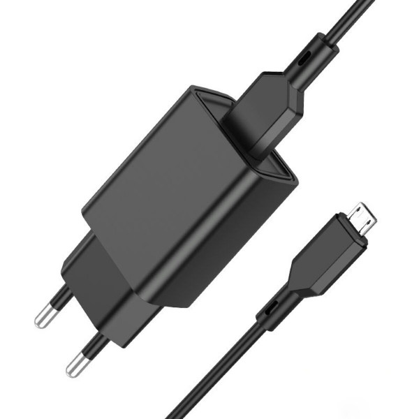 Мережевий зарядний пристрій BOROFONE BA68A Glacier single port charger set(Micro) 10.5W Black