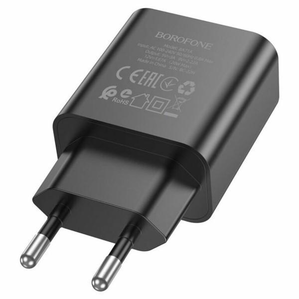 Мережевий зарядний пристрій BOROFONE BA71A Power single Port PD20W charger Чорний