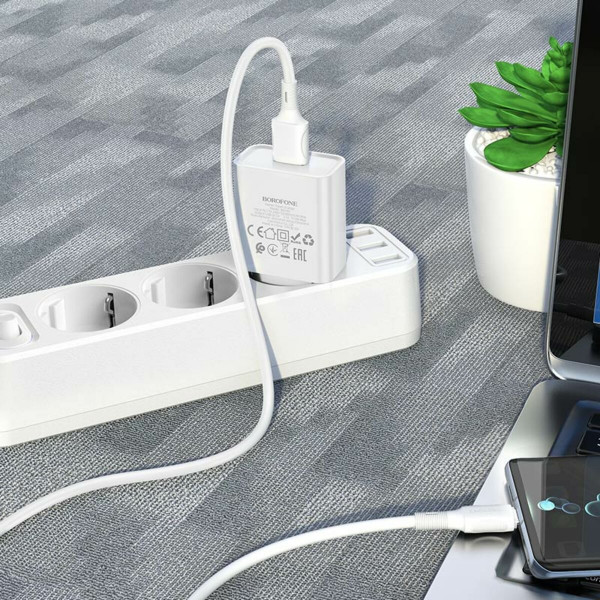 Мережевий зарядний пристрій BOROFONE BA74A Aspirer single port charger set(Type-C) Білий