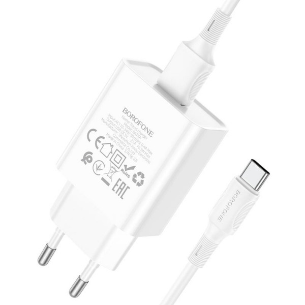Мережевий зарядний пристрій BOROFONE BA74A Aspirer single port charger set(Type-C) Білий