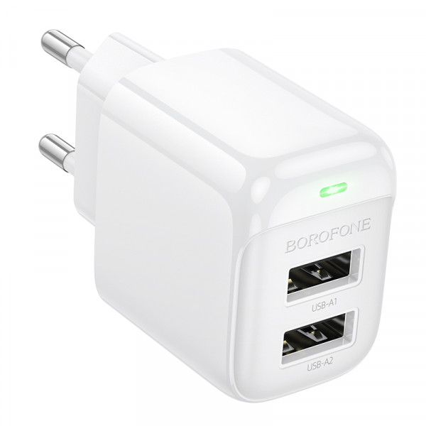 Мережевий зарядний пристрій BOROFONE BAS41A Potential dual-port charger White (6941991113741)