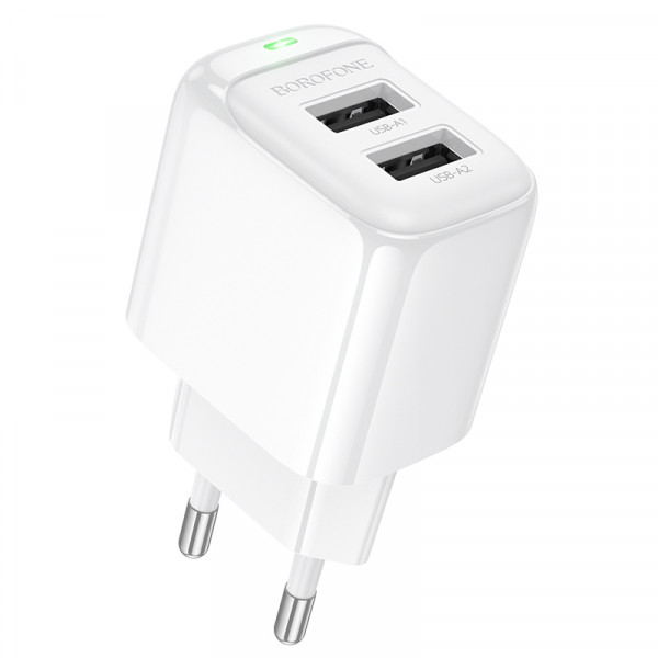 Мережевий зарядний пристрій BOROFONE BAS41A Potential dual-port charger White (6941991113741)