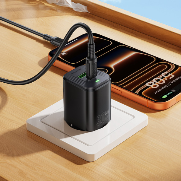 Мережевий зарядний пристрій BOROFONE BAS85A Star PD30W+QC3.0 charger (EU) Black (6941991126840)