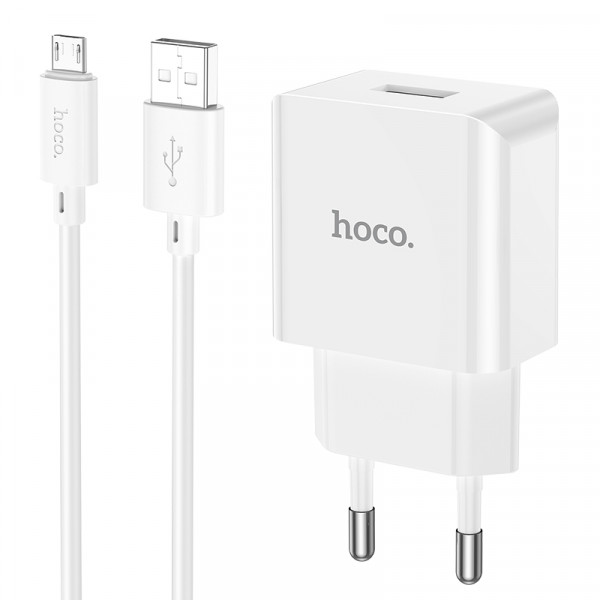 Мережевий зарядний пристрій HOCO C106A Leisure single port charger set(Micro) 10.5W White (6931474783905)