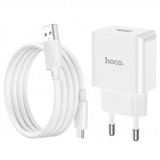 Мережевий зарядний пристрій HOCO C106A Leisure single port charger set(Micro) 10.5W White (6931474783905)