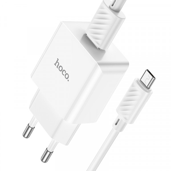 Мережевий зарядний пристрій HOCO C106A Leisure single port charger set(Micro) 10.5W White (6931474783905)