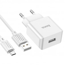 Мережевий зарядний пристрій HOCO C106A Leisure single port charger set(Micro) 10.5W White (6931474783905)