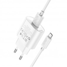 Мережевий зарядний пристрій HOCO C109A Fighter single port QC3.0 charger set(Micro) White (6931474784827)