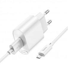 Мережевий зарядний пристрій HOCO C109A Fighter single port QC3.0 charger set(Micro) White (6931474784827)