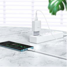 Мережевий зарядний пристрій HOCO C72Q Glorious single port QC3.0 charger set(Type-C) 18W Білий