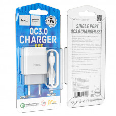 Мережевий зарядний пристрій HOCO C72Q Glorious single port QC3.0 charger set(Type-C) 18W Білий