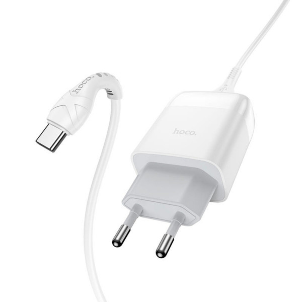 Мережевий зарядний пристрій HOCO C72Q Glorious single port QC3.0 charger set(Type-C) 18W Білий