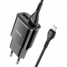 Мережевий зарядний пристрій HOCO C88A Star round dual port charger set(iP) 12W Чорний