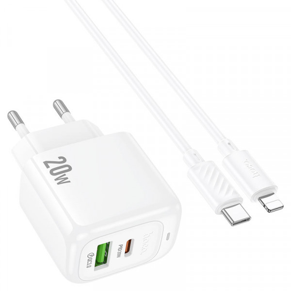 Мережевий зарядний пристрій HOCO CS54A Surplus PD20W+QC3.0 charger set(C to iP) (6942007631525)