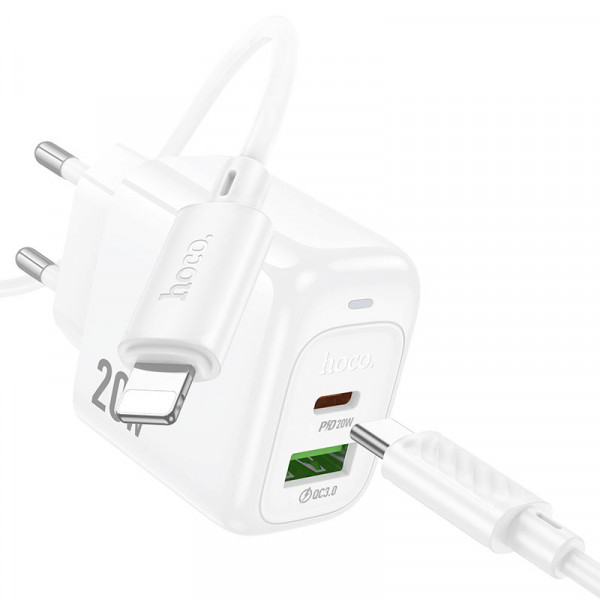 Мережевий зарядний пристрій HOCO CS54A Surplus PD20W+QC3.0 charger set(C to iP) (6942007631525)