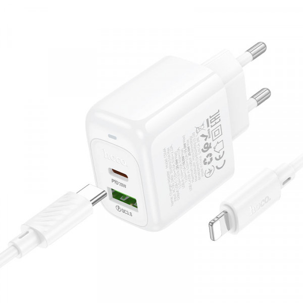 Мережевий зарядний пристрій HOCO CS54A Surplus PD20W+QC3.0 charger set(C to iP) (6942007631525)