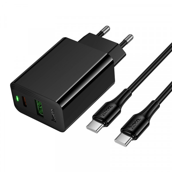 Мережевий зарядний пристрій HOCO CS94A Leader PD20W+QC3.0 charger set(C to C) Black (6942007671118)