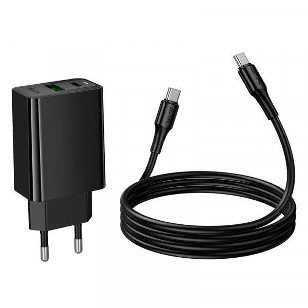 Мережевий зарядний пристрій HOCO CS94A Leader PD20W+QC3.0 charger set(C to C) Black (6942007671118)