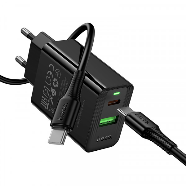 Мережевий зарядний пристрій HOCO CS94A Leader PD20W+QC3.0 charger set(C to C) Black (6942007671118)