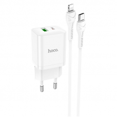 Мережевий зарядний пристрій HOCO N28 Founder PD20W+QC3.0 charger set(C to iP) Білий