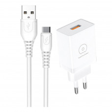 Мережевий зарядний пристрій WUW-T66 Single USB home charger kit (6972573335084)