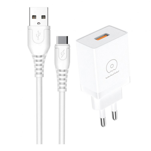 Мережевий зарядний пристрій WUW-T66 Single USB home charger kit (6972573335084)