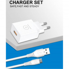 Мережевий зарядний пристрій WUW-T66 Single USB home charger kit (6972573335084)