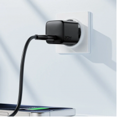 Мережевий зарядний пристрій з кабелем ACEFAST A117 PD20W mini GaN fast charger set(P16),black Black (6974316286509)