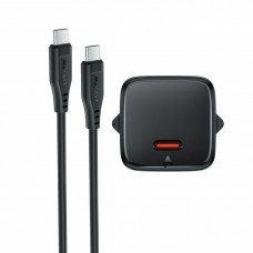 Мережевий зарядний пристрій з кабелем ACEFAST A117 PD20W mini GaN fast charger set(P16),black Black (6974316286509)