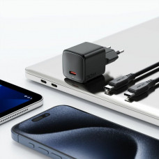 Мережевий зарядний пристрій з кабелем ACEFAST A117 PD20W mini GaN fast charger set(P16),black Black (6974316286509)