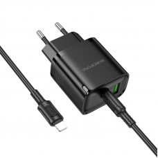 Мережевий зарядний пристрій з кабелем BOROFONE BA83A Flare star PD20W+QC3.0 charger set(C to iP) Black (6941991117350)