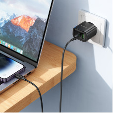 Мережевий зарядний пристрій з кабелем BOROFONE BA83A Flare star PD20W+QC3.0 charger set(C to iP) Black (6941991117350)